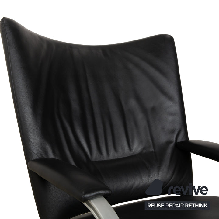 WK Wohnen Spot 698 Leder Sessel Schwarz manuelle Funktion