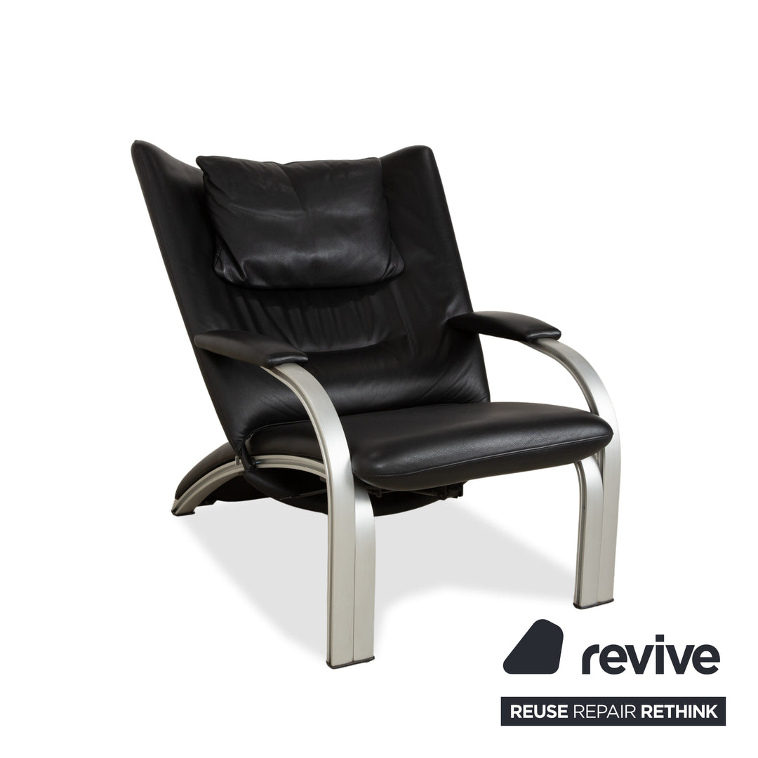 WK Wohnen Spot 698 Leder Sessel Schwarz manuelle Funktion