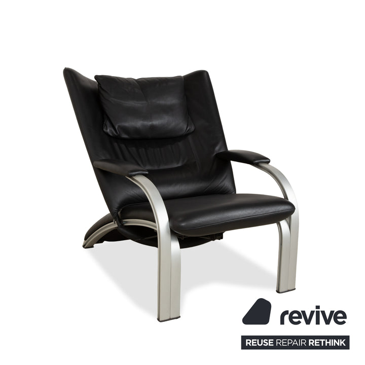 WK Wohnen Spot 698 Leder Sessel Schwarz manuelle Funktion