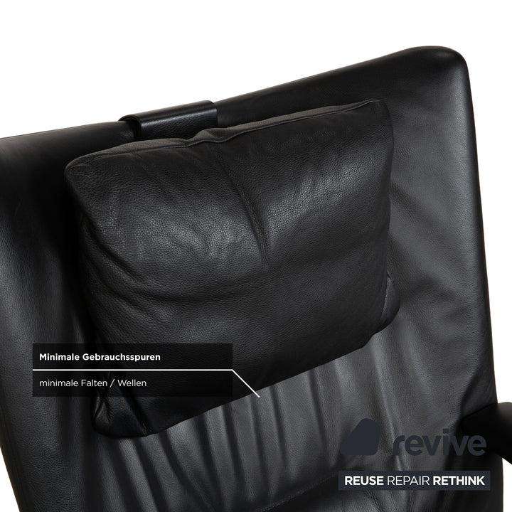 WK Wohnen Spot 698 Leder Sessel Schwarz manuelle Funktion