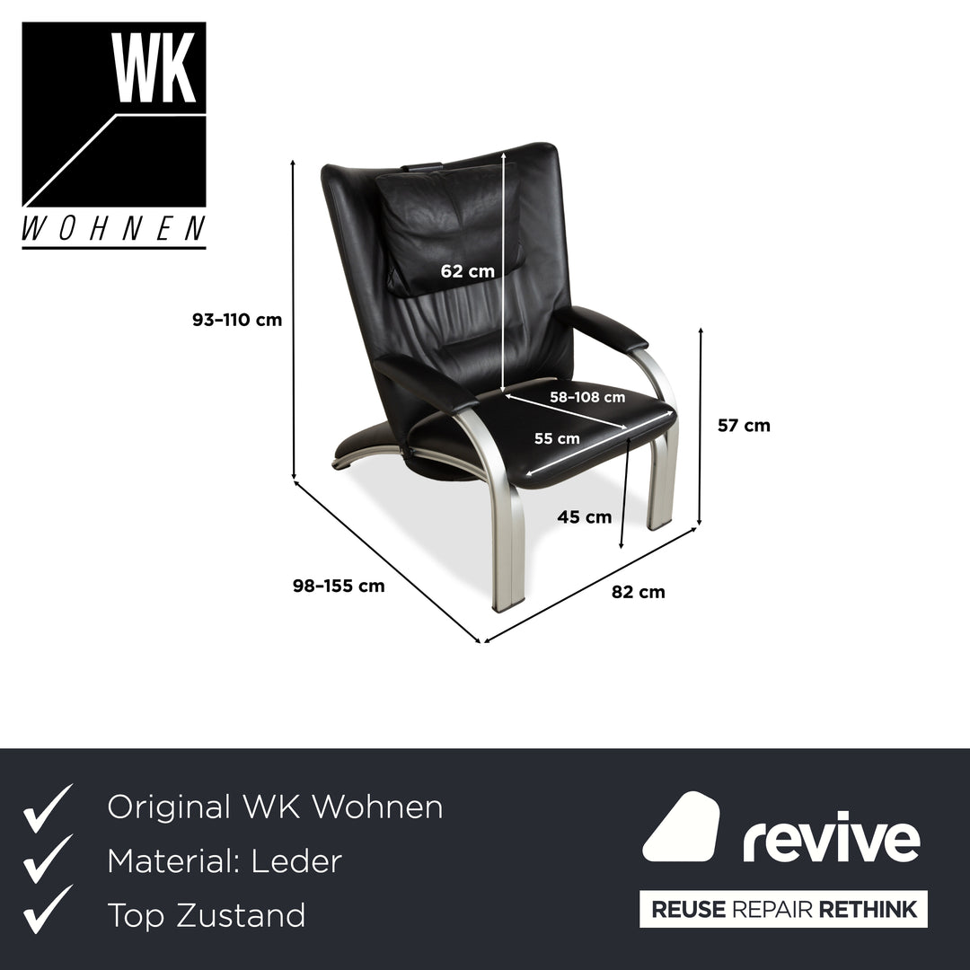 WK Wohnen Spot 698 Leder Sessel Schwarz manuelle Funktion