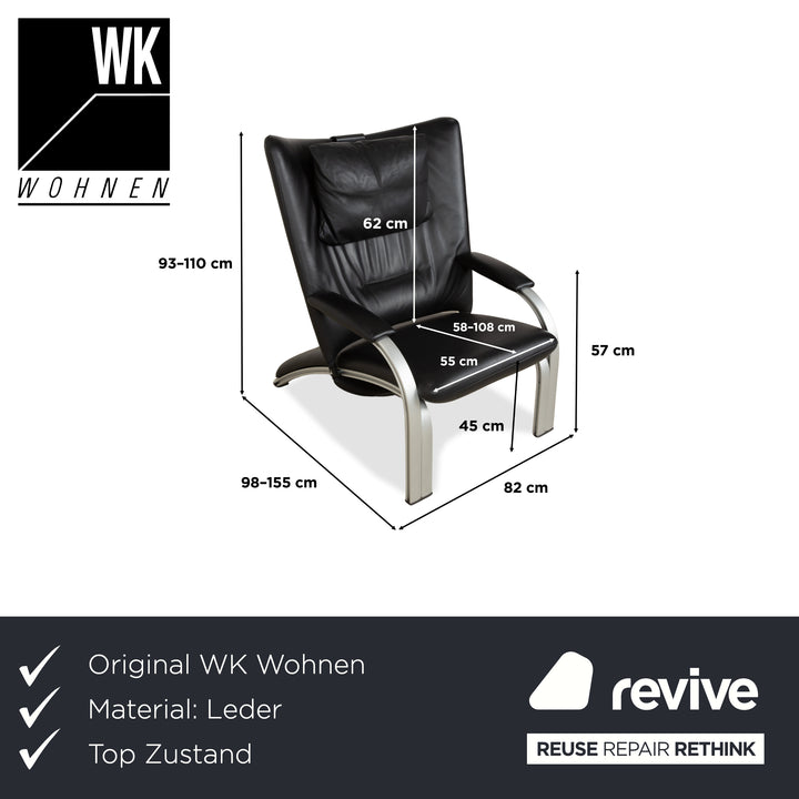 WK Wohnen Spot 698 Leder Sessel Schwarz manuelle Funktion