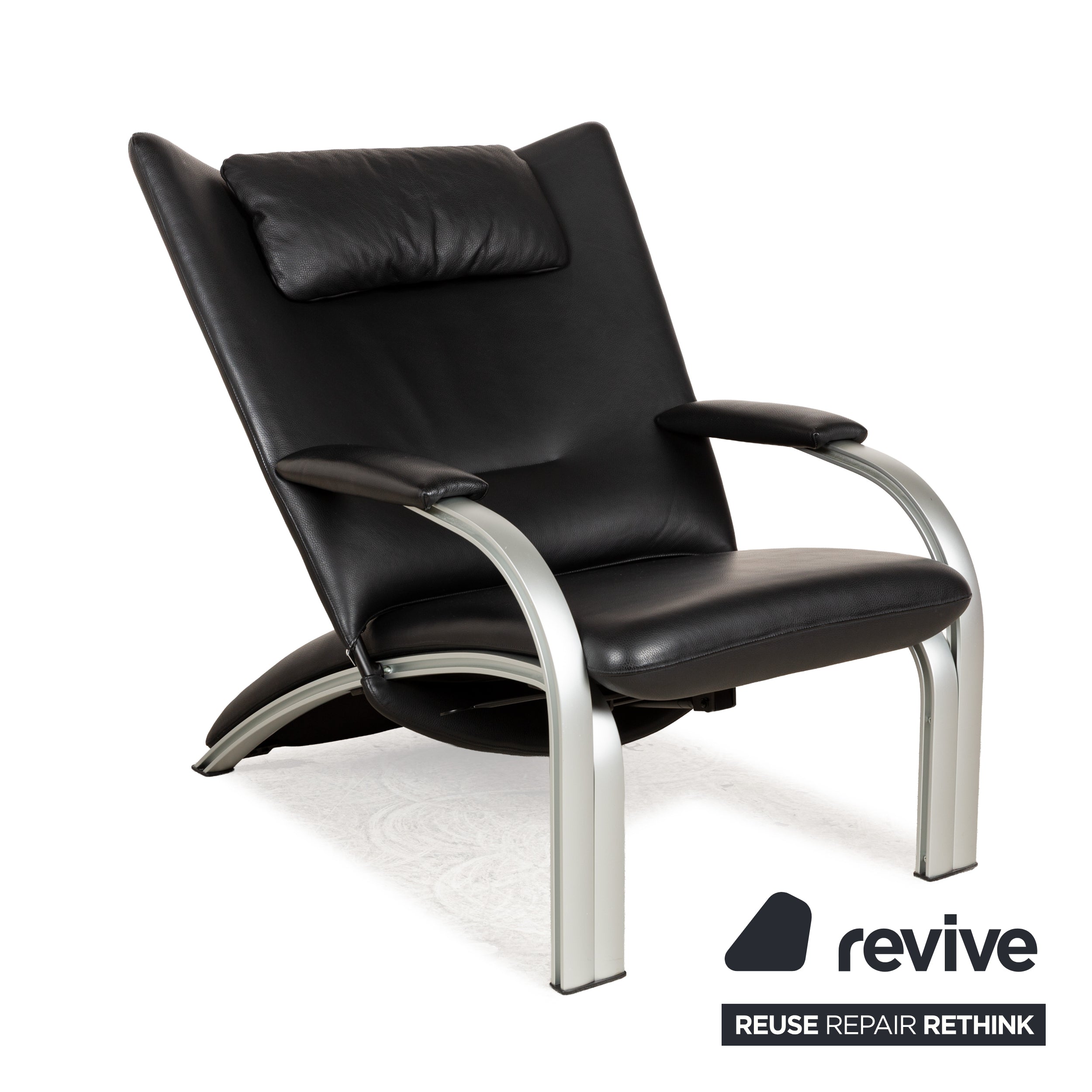 WK Wohnen Spot 698 Leder Sessel Schwarz manuelle Funktion
