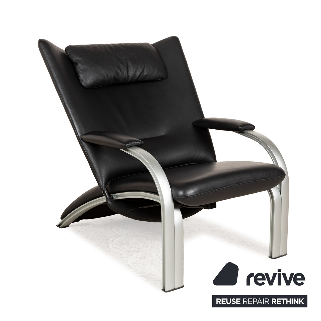 WK Wohnen Spot 698 Leder Sessel Schwarz manuelle Funktion