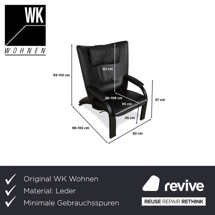 WK Wohnen Spot 698 Leather Armchair Black manual function