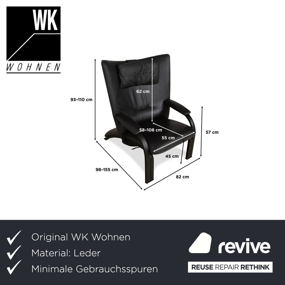 WK Wohnen Spot 698 Leder Sessel Schwarz manuelle Funktion