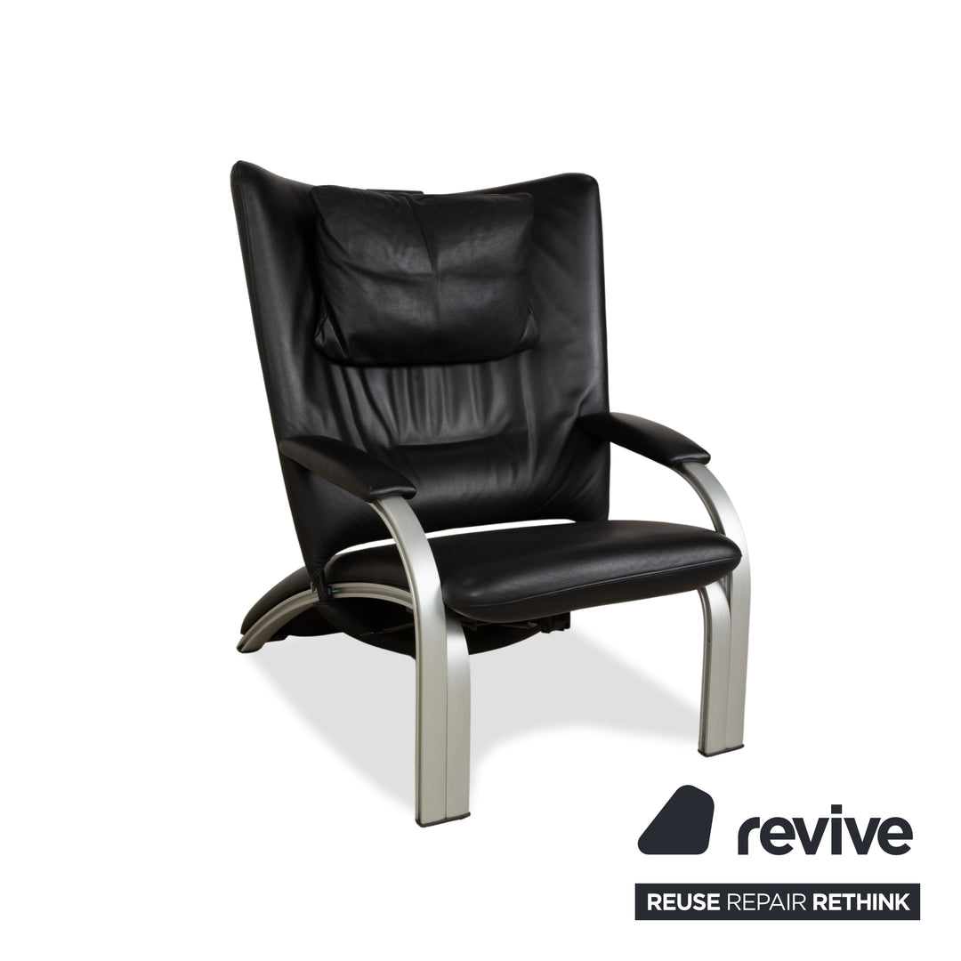 WK Wohnen Spot 698 Leder Sessel Schwarz manuelle Funktion