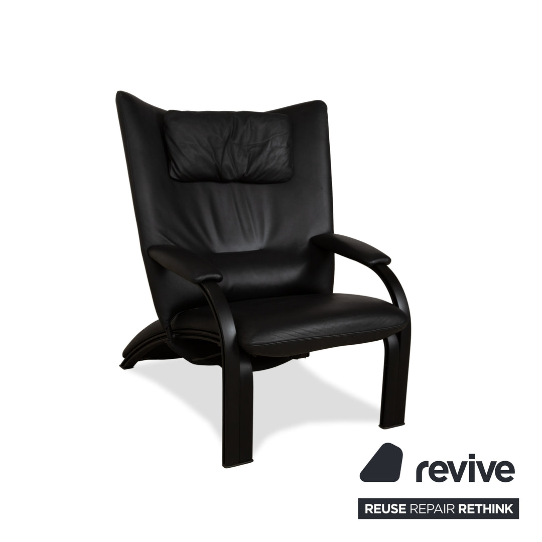WK Wohnen Spot 698 Leder Sessel Schwarz manuelle Funktion