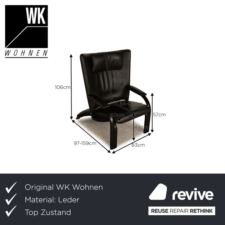WK Wohnen Spot 698 leather armchair black manual function relaxation function