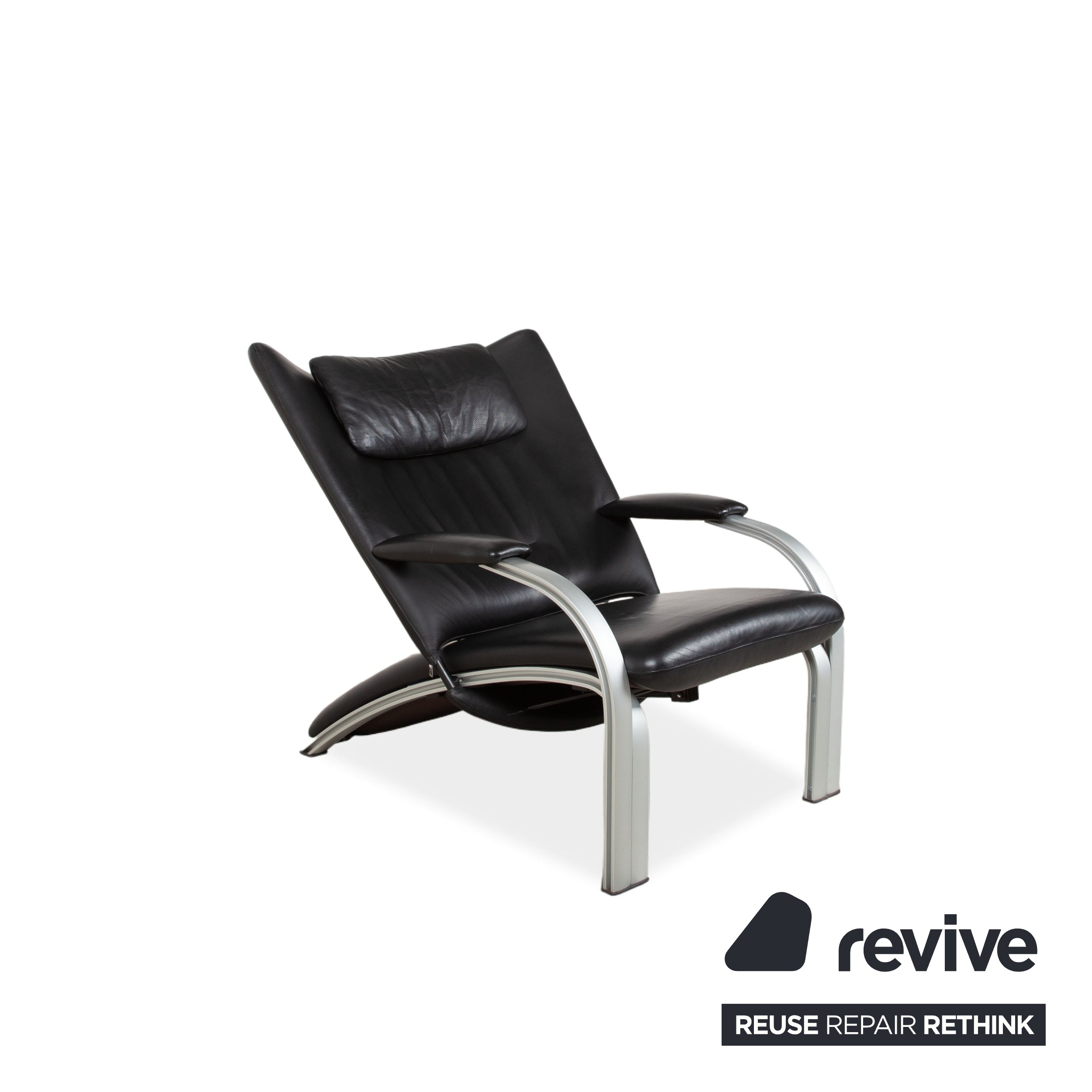 WK Wohnen Spot 698 Leder Sessel Schwarz manuelle Funktion Sofa Couch