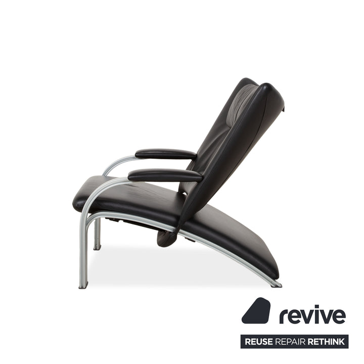 Fauteuil en cuir noir WK Wohnen Spot 698 avec fonction manuelle Canapé