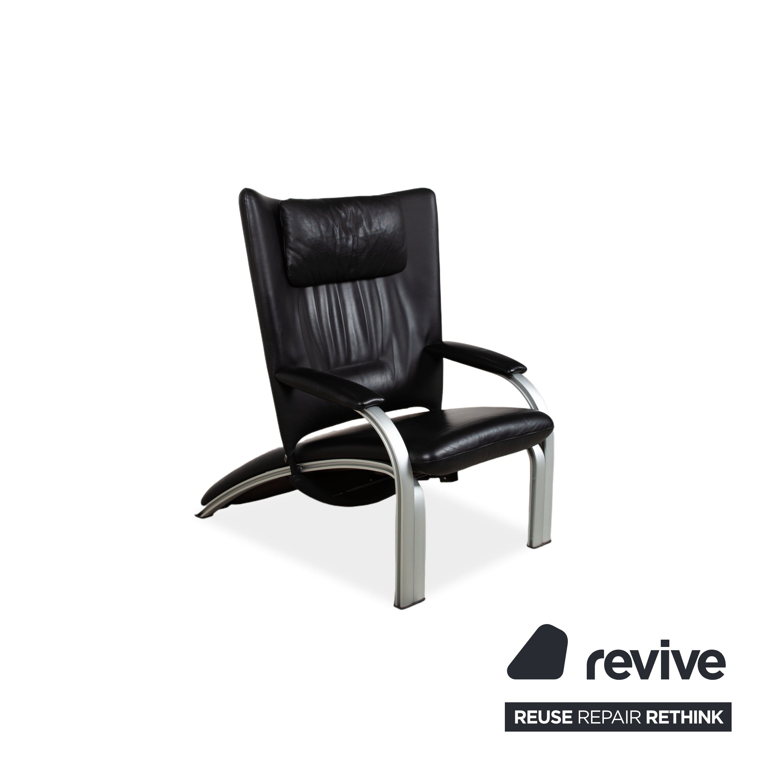 WK Wohnen Spot 698 Leder Sessel Schwarz manuelle Funktion Sofa Couch