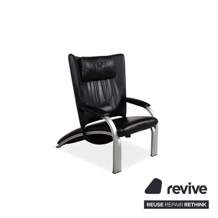 Fauteuil en cuir noir WK Wohnen Spot 698 avec fonction manuelle Canapé
