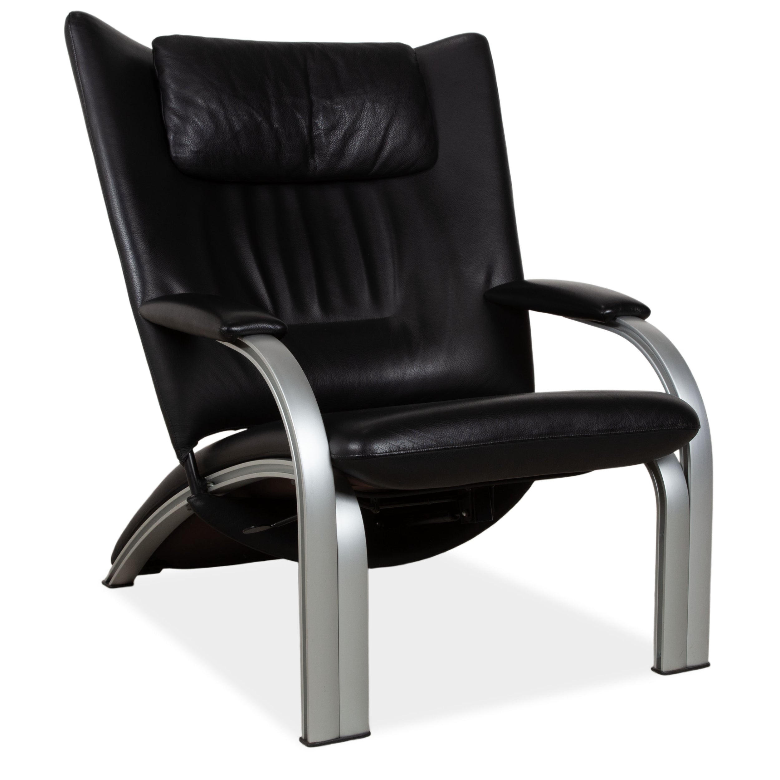 WK Wohnen Spot 698 Leder Sessel Schwarz manuelle Funktion Sofa Couch