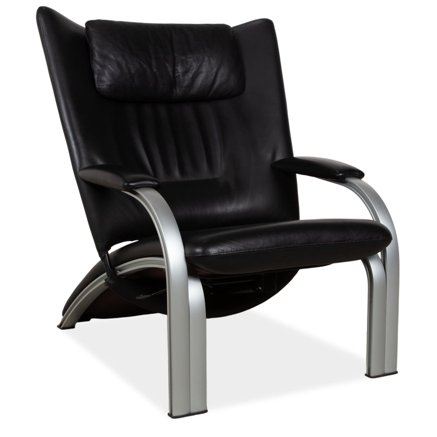 WK Wohnen Spot 698 Leder Sessel Schwarz manuelle Funktion Sofa Couch