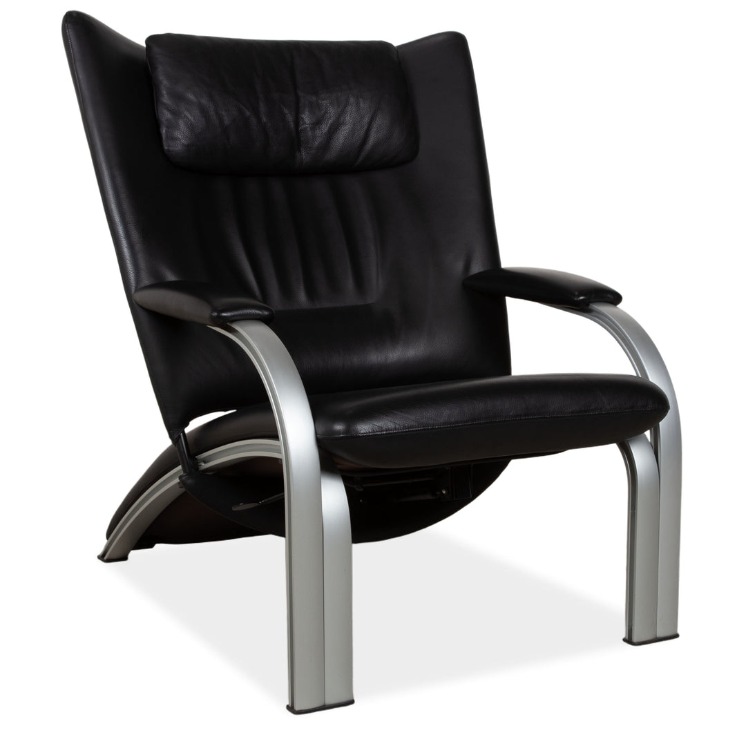 Fauteuil en cuir noir WK Wohnen Spot 698 avec fonction manuelle Canapé