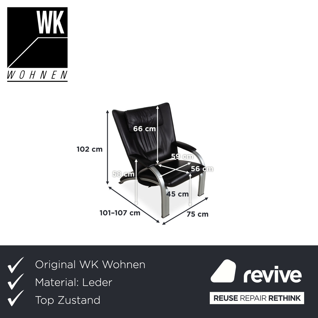 WK Wohnen Spot 698 Leder Sessel Schwarz manuelle Funktion Sofa Couch