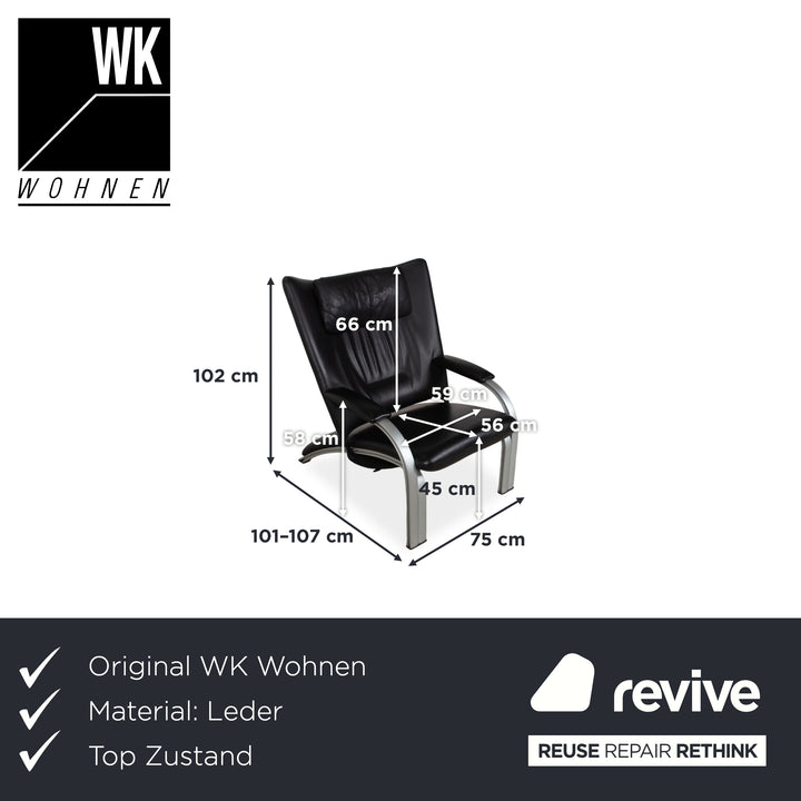 Fauteuil en cuir noir WK Wohnen Spot 698 avec fonction manuelle Canapé