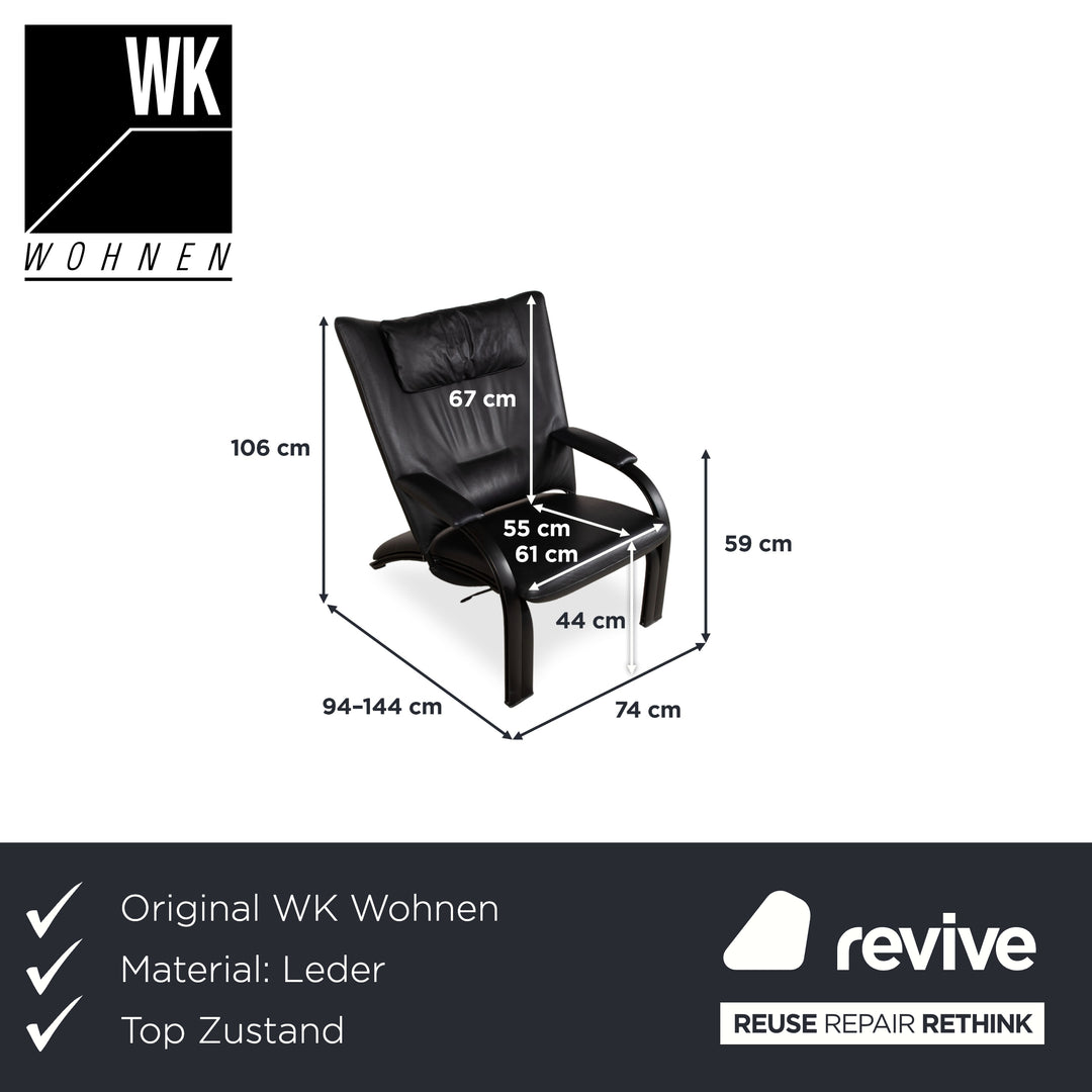 WK Wohnen Spot 698 Leder Sessel Schwarz manuelle Funktion