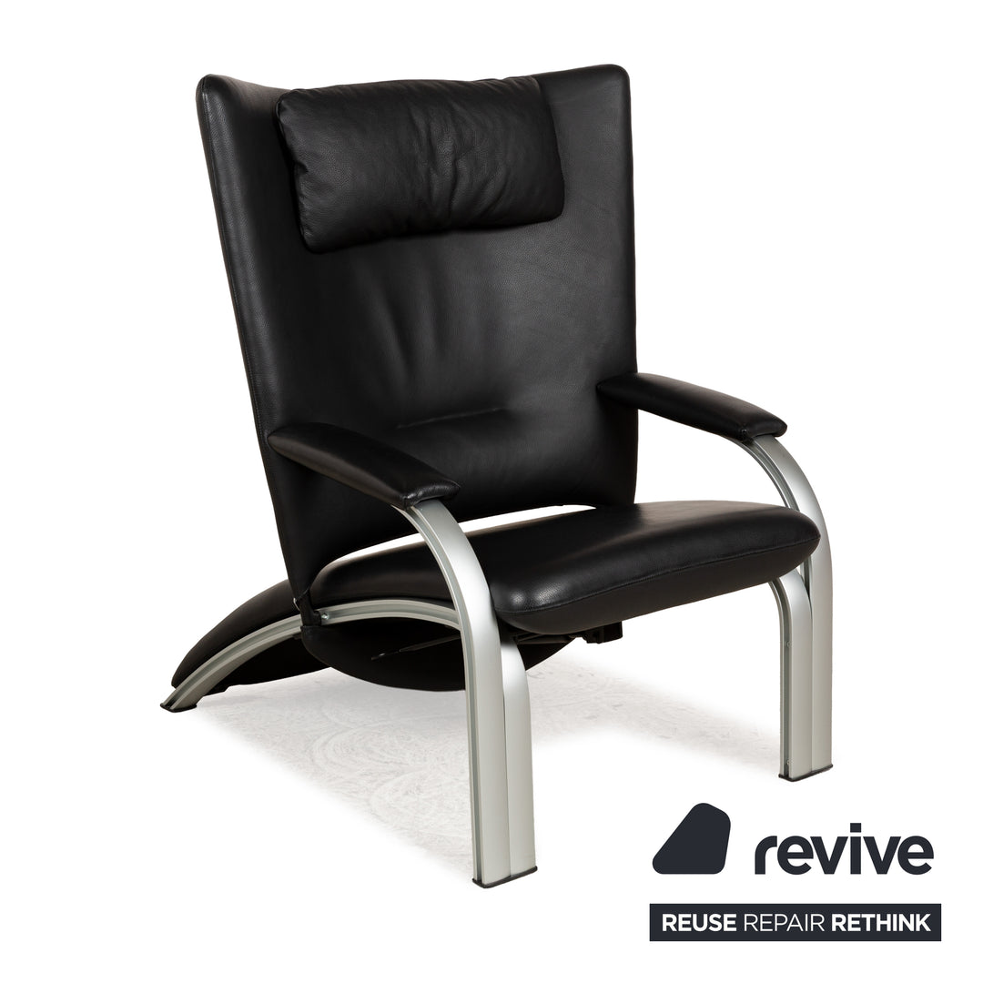 WK Wohnen Spot 698 Leder Sessel Schwarz manuelle Funktion