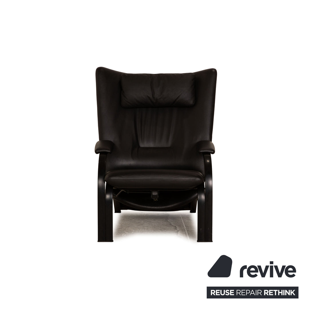 WK Wohnen Spot 698 Leather Armchair Black manual relax function