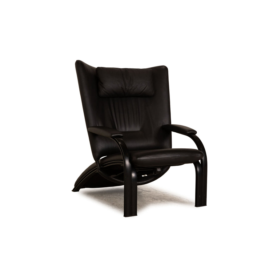 WK Wohnen Spot 698 Leather Armchair Black manual relax function