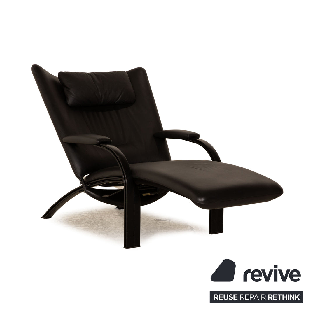 WK Wohnen Spot 698 Leather Armchair Black manual relax function