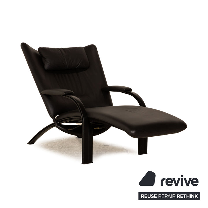 WK Wohnen Spot 698 Leather Armchair Black manual relax function