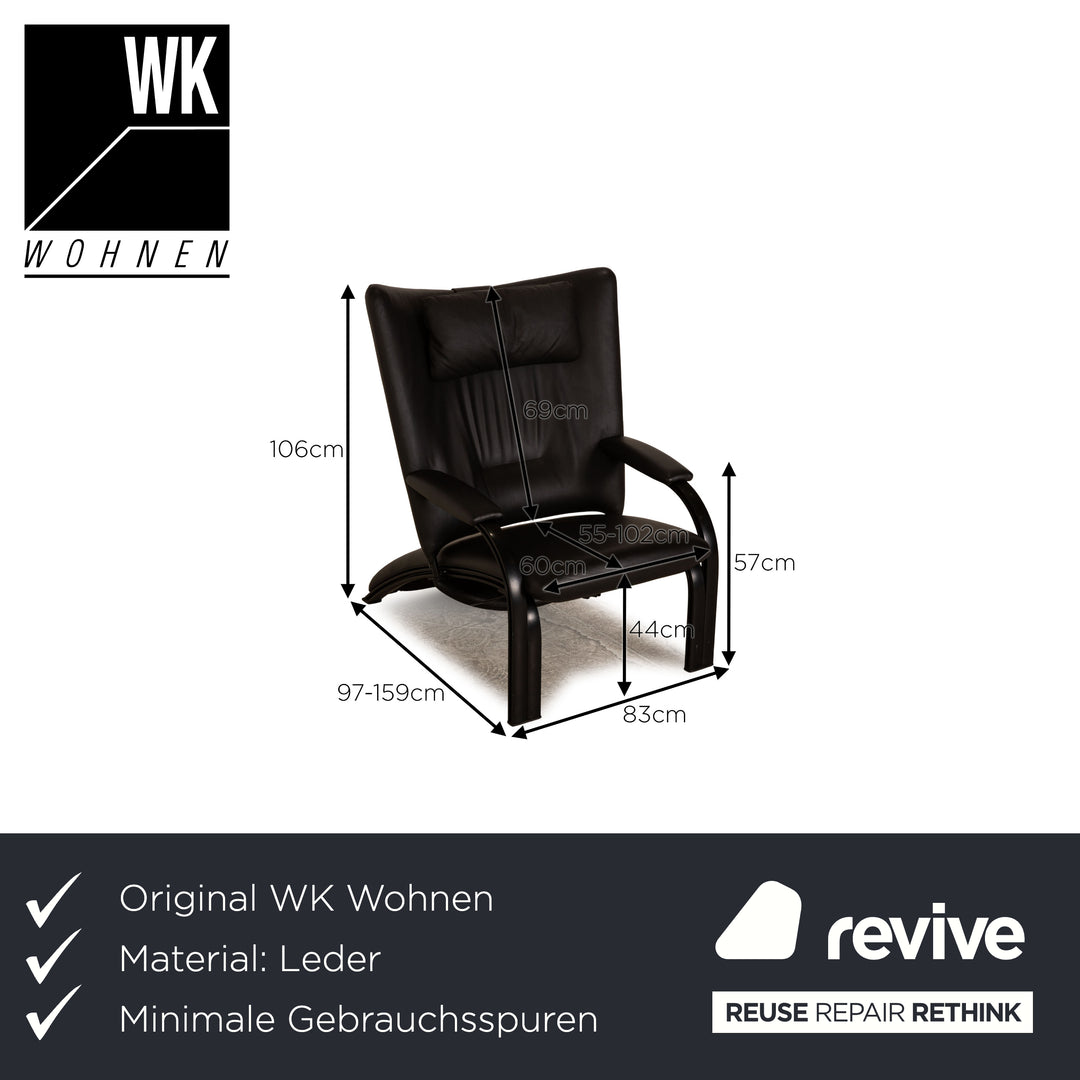 WK Wohnen Spot 698 Leder Sessel Schwarz manuelle Relaxfunktion