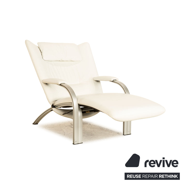 WK Wohnen Spot 698 Leather Armchair White Grey manual function