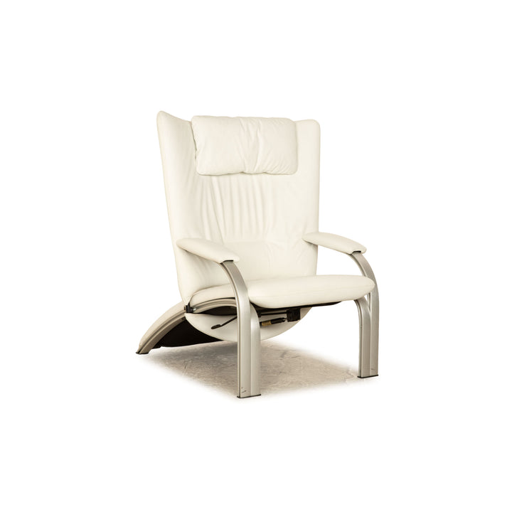 WK Wohnen Spot 698 Leather Armchair White Grey manual function