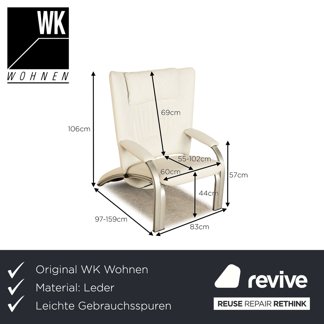 WK Wohnen Spot 698 Leather Armchair White Grey manual function