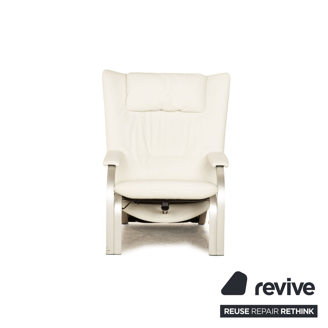 WK Wohnen Spot 698 Leather Armchair White Grey manual function