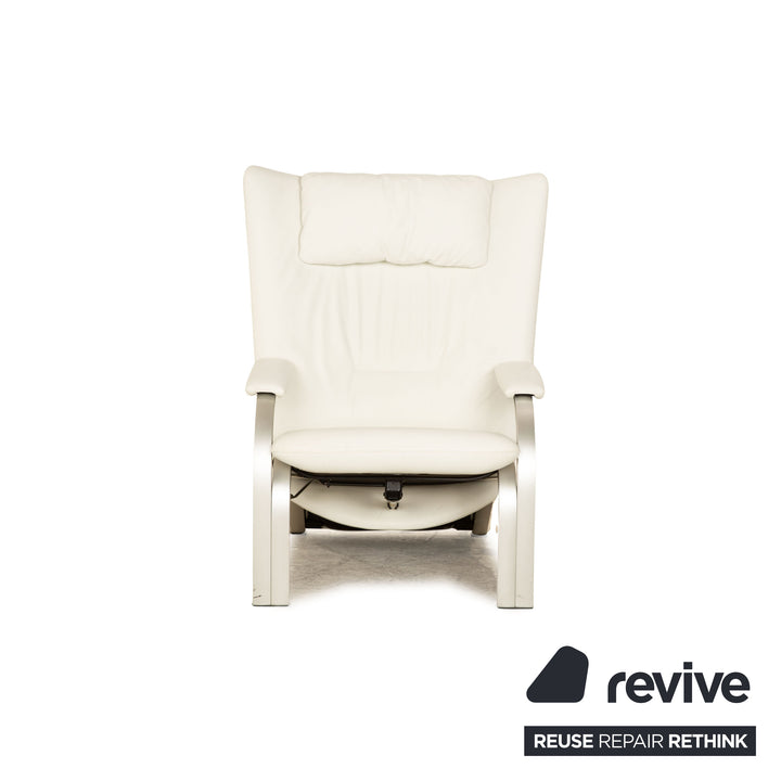 WK Wohnen Spot 698 Leather Armchair White Grey manual function