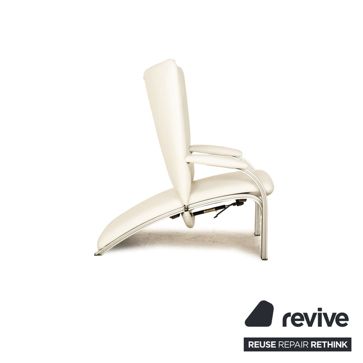 WK Wohnen Spot 698 Leather Armchair White Grey manual function