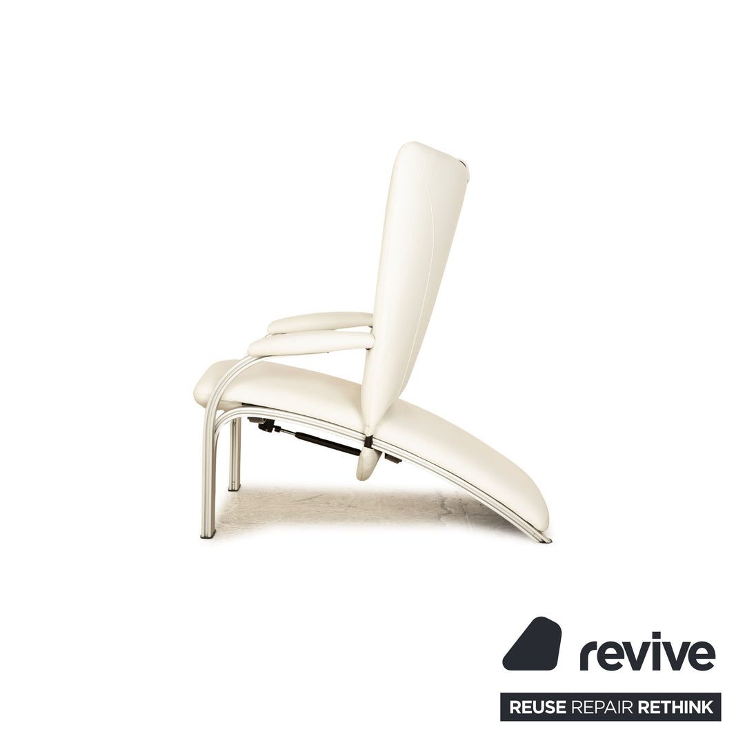 WK Wohnen Spot 698 Leather Armchair White Grey manual function