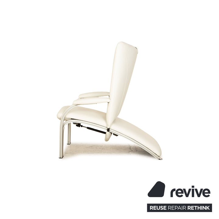WK Wohnen Spot 698 Leather Armchair White Grey manual function