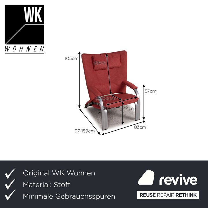 WK Wohnen Spot 698 armchair fabric red function relaxation function