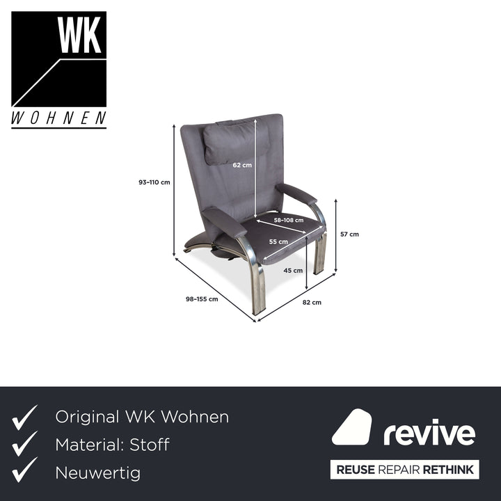 WK Wohnen Spot 698 Stoff Sessel Grau manuelle Funktion Neubezug Silber