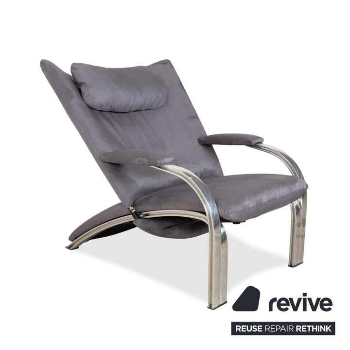 WK Wohnen Spot 698 Stoff Sessel Grau manuelle Funktion Neubezug Silber