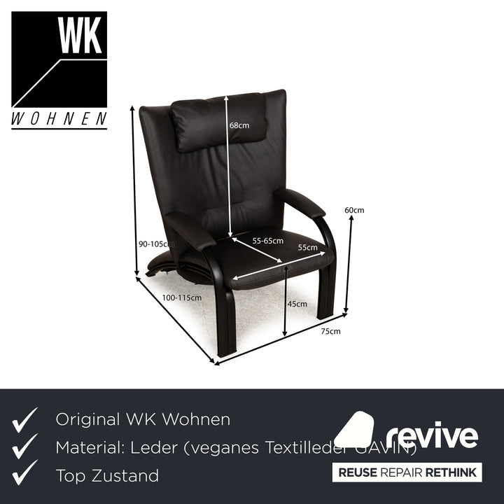 WK Wohnen Spot 698 veganes (GAVIN 117) Leder Metallgestell Sessel Schwarz Schwarzgrau manuelle Funktion Neubezug