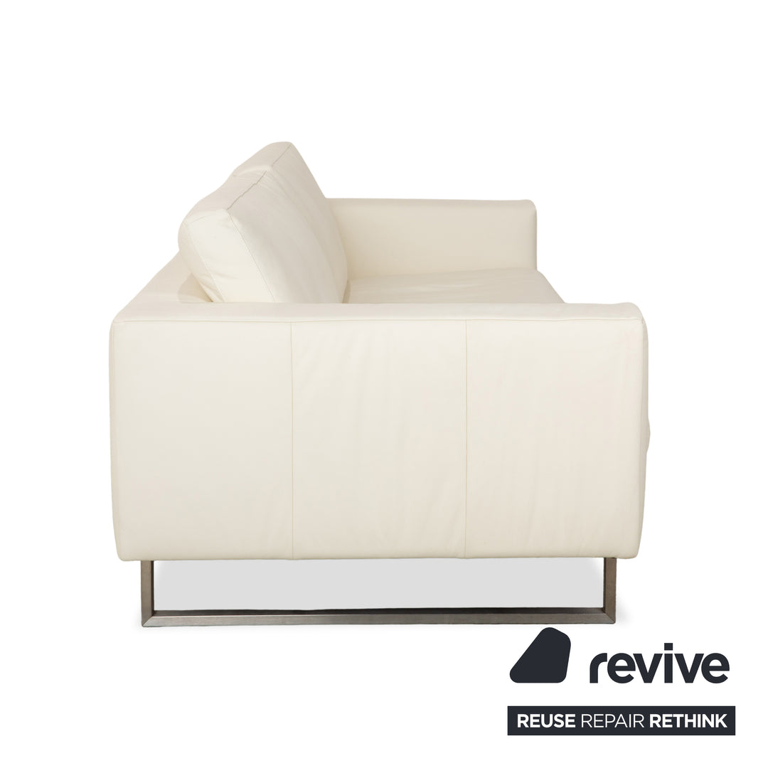 WK Wohnen WK 620 Leder Viersitzer Creme Weiß Sofa Couch
