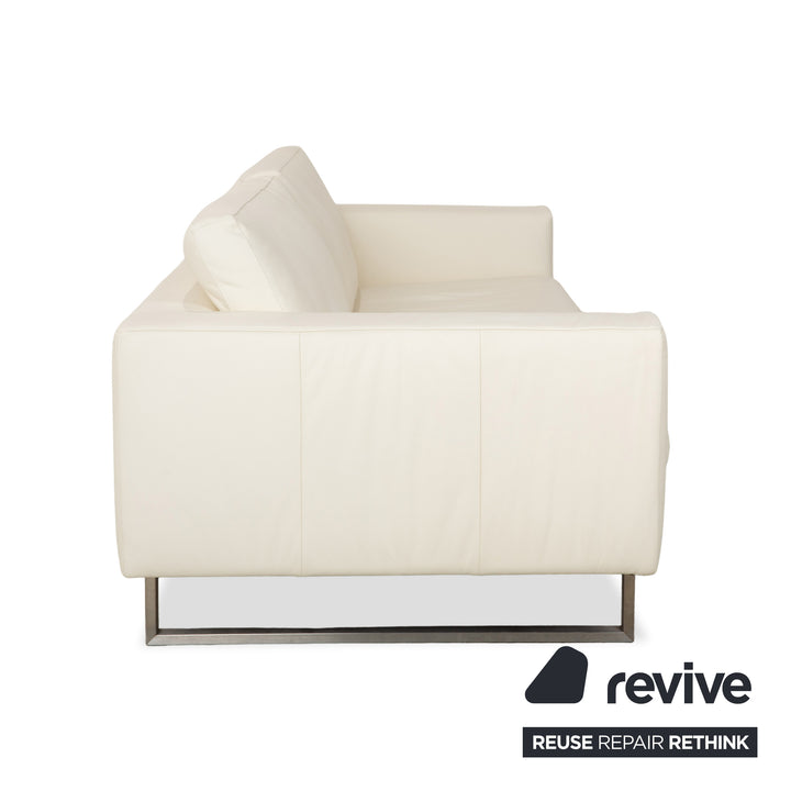 Canapé quatre places en cuir blanc crème WK Wohnen WK 620