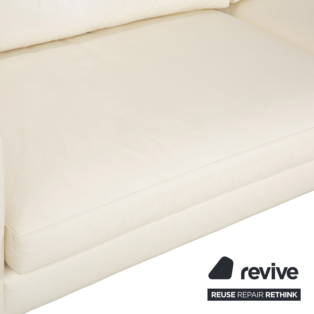 Canapé quatre places en cuir blanc crème WK Wohnen WK 620