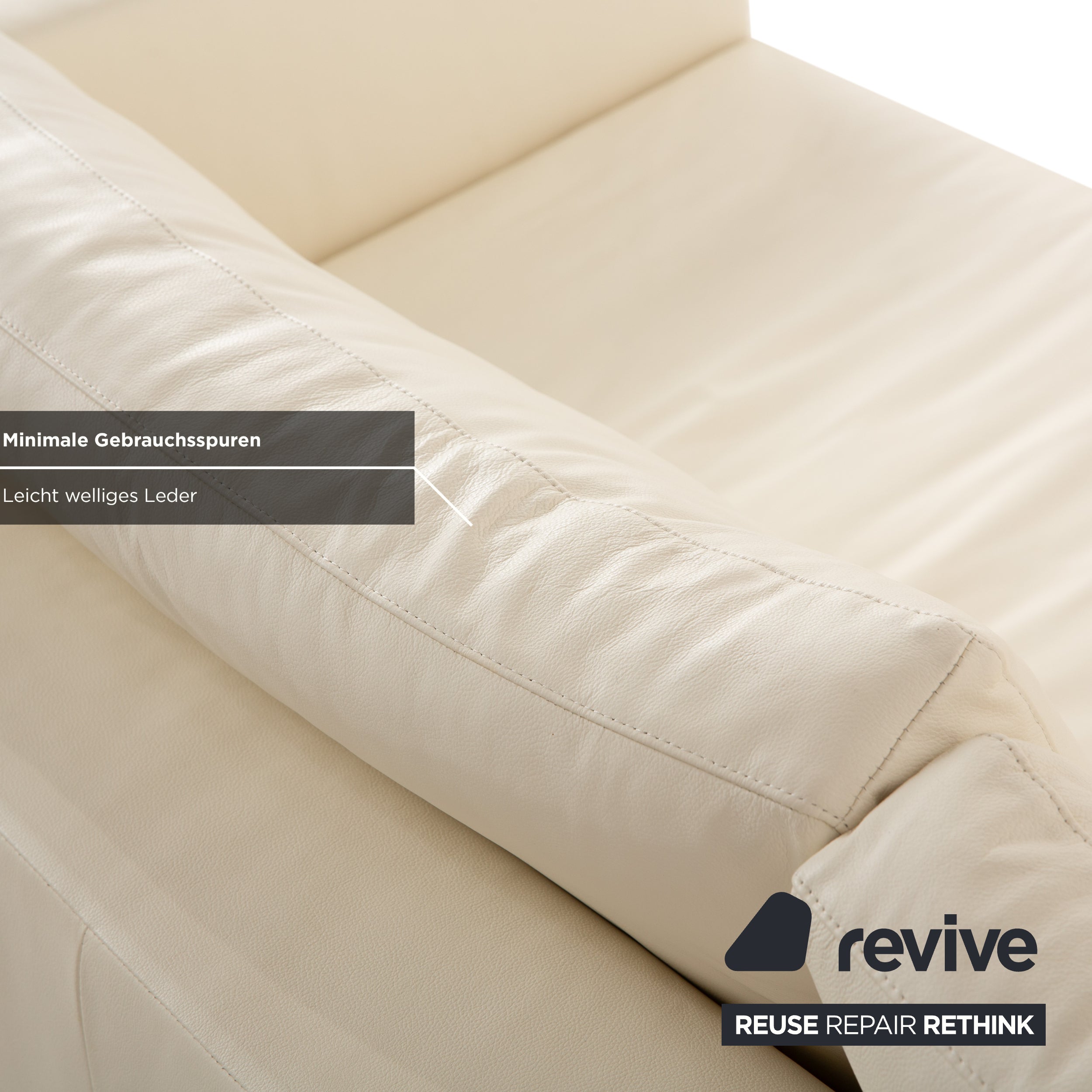 WK Wohnen WK 620 Leder Viersitzer Creme Weiß Sofa Couch