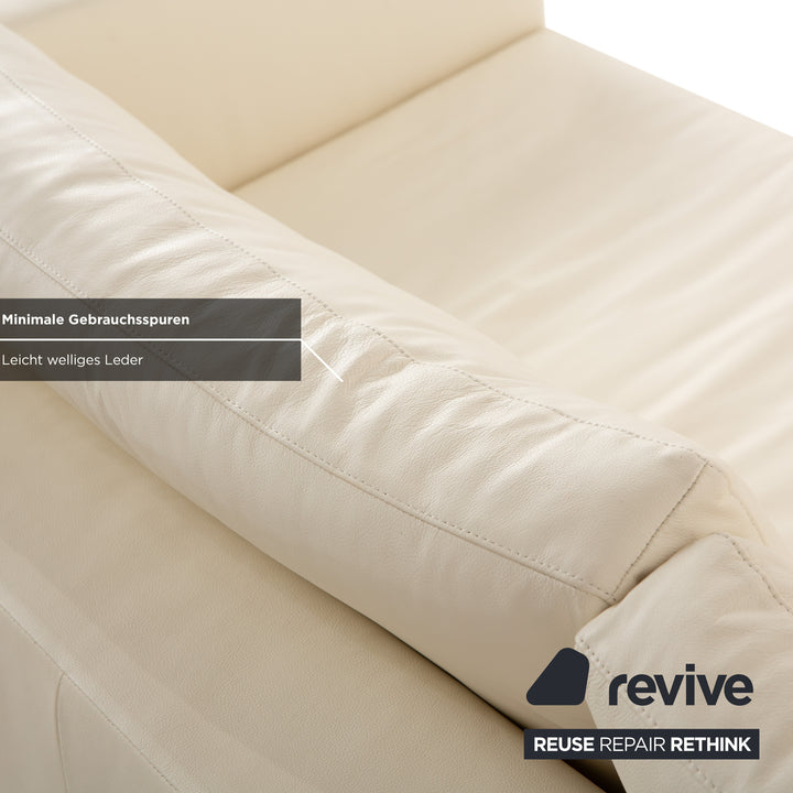 Canapé quatre places en cuir blanc crème WK Wohnen WK 620