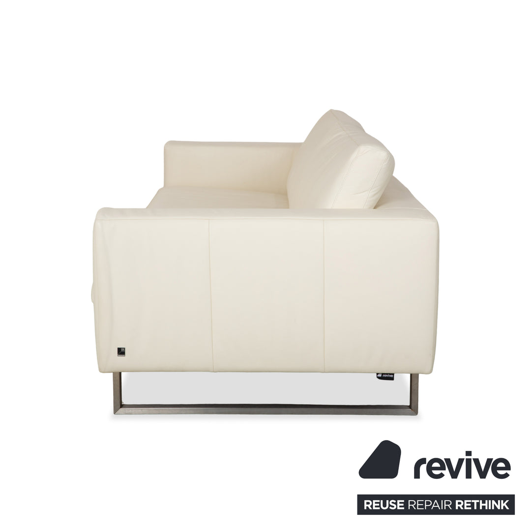 Canapé quatre places en cuir blanc crème WK Wohnen WK 620