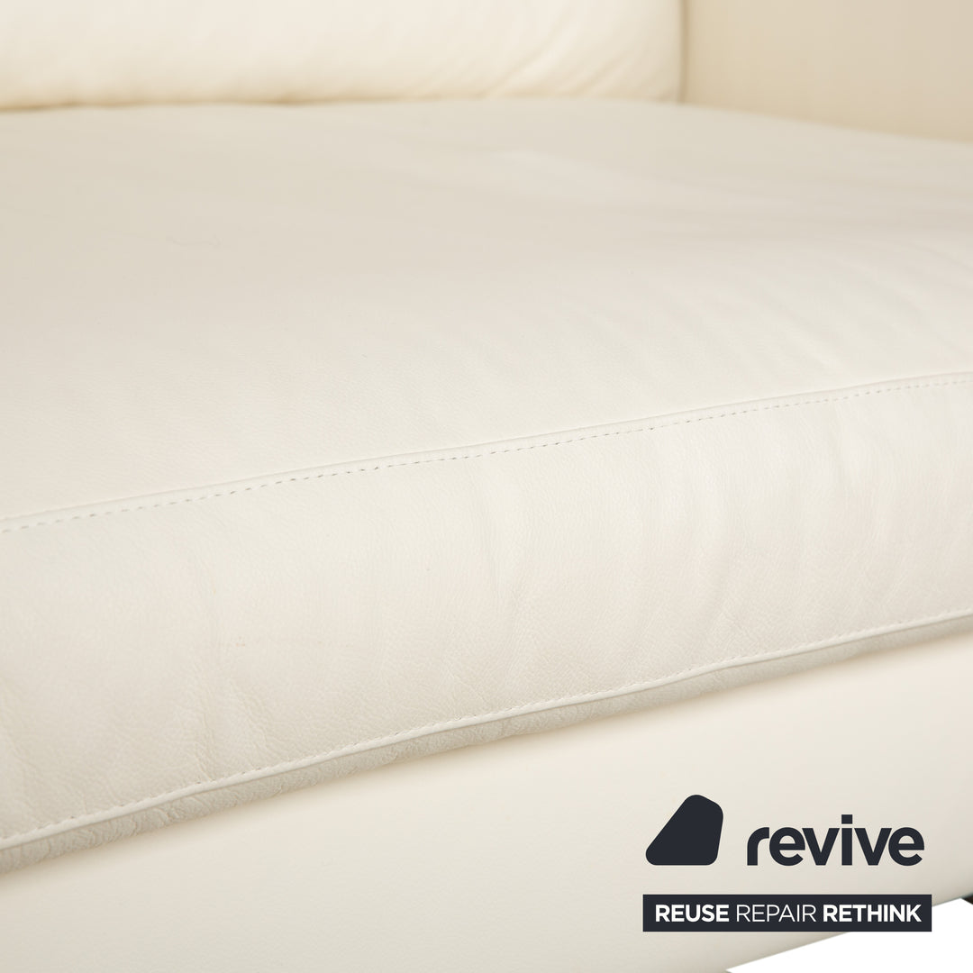 WK Wohnen WK 620 Leder Viersitzer Creme Weiß Sofa Couch