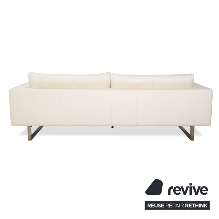 Canapé quatre places en cuir blanc crème WK Wohnen WK 620