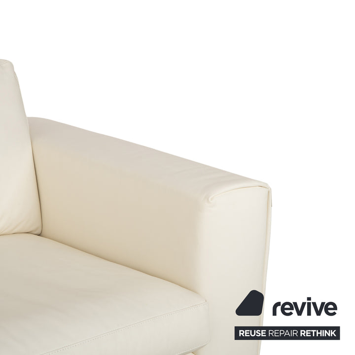 Canapé quatre places en cuir blanc crème WK Wohnen WK 620